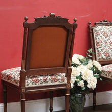Load image into Gallery viewer, x SOLD Antique French Chairs, Hall bedroom Chairs, Walnut Gilt Frame Rust Amber Flowers B11188
