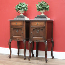 Load image into Gallery viewer, SALE Pair of Antique French Oak Bedside Cabinets, Lamp Tables with Tier Storage Base B10566
