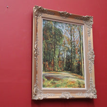 Load image into Gallery viewer, x SOLD Antique Oil on Canvas, Signed Van Lens Bottom Right, Forest Scene, Framed Oil. B11220
