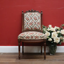 Load image into Gallery viewer, Antique French Chair, Hall bedroom Chair, Walnut &amp; Gilt Frame Rust Amber Flowers B11189
