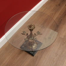 Load image into Gallery viewer, x SOLD Vintage Italian Lamp Table, Glass, Marble and Brass Flower Side Table Hall Table B10738
