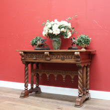 Load image into Gallery viewer, x SOLD Antique French Hall Table, French Oak and Brass Handles Two Drawer Hall Table B11123
