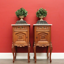 Load image into Gallery viewer, Antique French Bedside Tables, Pair of Lamp Side Table, Cabinets with Marble Top B10299

