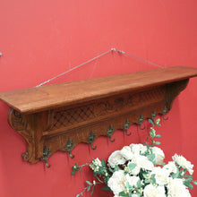 Load image into Gallery viewer, Vintage French Wall Hanging Coat Rack, Rack for Hats, Scarves, Umbrellas, Oak B11131
