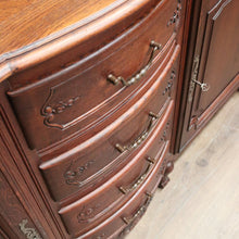 Load image into Gallery viewer, x SOLD Antique French Oak Three Drawer Sideboard, Cabinet, Curved Drawer Hall Cupboard B11063
