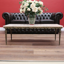 Load image into Gallery viewer, x SOLD Vintage Italian Gilt Brass and Marble Coffee Table with Floral Detail to the apron B11205
