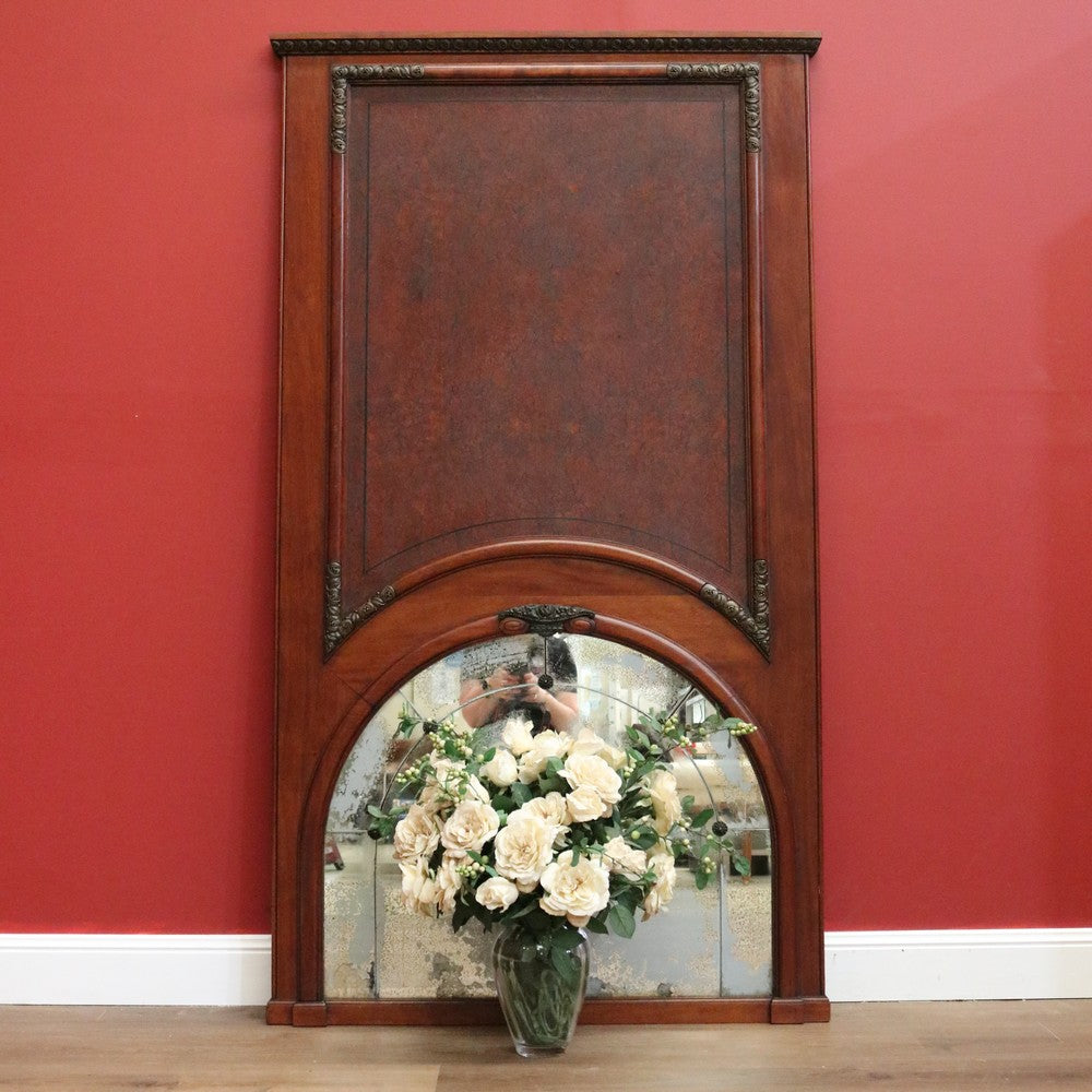 Antique French Mantle Mirror, French Walnut and Bevelled Edge Hall Wall Mirror B10571
