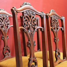 Load image into Gallery viewer, x SOLD Set of 4 Antique English Dining Chairs, 4 Mahogany Kitchen Chairs, Hall Chairs B10681
