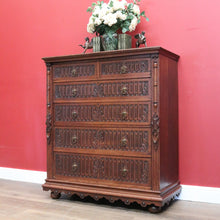 Load image into Gallery viewer, x SOLD Antique French Chest of Drawers, French Oak and Brass Carved Hall Chest Cabinet B10882
