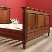 Load image into Gallery viewer, Antique French Oak Bed Double Bed Head Foot and Side rails with slats. B10846
