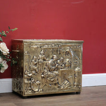 Load image into Gallery viewer, x SOLD Antique European Brass Storage Box with Handles, Blanket Box, Toy Box, Scuttle B11152
