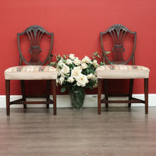 Load image into Gallery viewer, Pair of Antique English Hepplewhite Bed Room Chairs Tapestry Seat Hall Chairs

