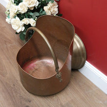 Load image into Gallery viewer, SALE Antique French Brass and Copper Coal Scuttle, Coal Bucket, Fire Wood Holder B10777
