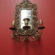 Load image into Gallery viewer, x SOLD Pair of Antique French Brass and Mirror Girandoles, Candle Holders, Wall Sconces B11241
