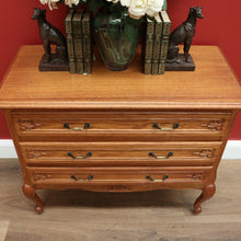 Load image into Gallery viewer, x SOLD Vintage French Chest of Drawers, Oak and Brass Handle Hall Cabinet Lamp Cupboard B10198
