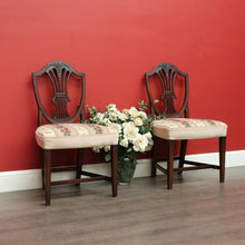 Load image into Gallery viewer, x SOLD Pair of Antique English Hepplewhite Bed Room Chairs Tapestry Seat Hall Chairs. B9658

