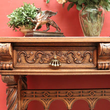 Load image into Gallery viewer, x SOLD Antique French Hall Table, French Oak and Brass Handles Two Drawer Hall Table B11123
