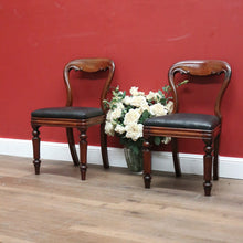 Load image into Gallery viewer, x SOLD Pair of Antique English Hall Chairs, Library or Bedroom Chairs, Mahogany Leather B11120
