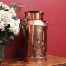 Load image into Gallery viewer, x SOLD Vintage Copper Milk Can and Lid, Umbrella Holder, Stamped WBG 420. Door Stop B10757
