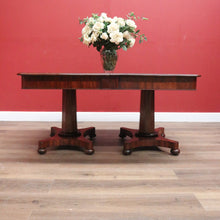 Load image into Gallery viewer, Antique English Mahogany Twin Pedestal Extension Leaf Kitchen or Dining Table. B11275

