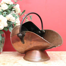 Load image into Gallery viewer, Antique French Copper Bucket, Coal Scuttle, Magazine Holder, Kindling Firewood B10552
