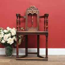 Load image into Gallery viewer, Antique French Arm Chair, Gothic Church Chair in Walnut, Religious Library Chair B10849
