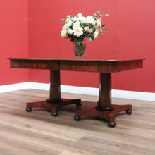 Load image into Gallery viewer, Antique English Mahogany Twin Pedestal Extension Leaf Kitchen or Dining Table. B11275
