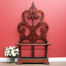 Load image into Gallery viewer, x SOLD Antique English Mahogany Coat Rack or Hall Tree, Umbrella Stand with Tin Liner. B11147
