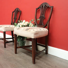 Load image into Gallery viewer, x SOLD Pair of Antique English Hepplewhite Bed Room Chairs Tapestry Seat Hall Chairs. B9658
