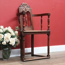 Load image into Gallery viewer, SALE Antique French Arm Chair, Gothic Church Chair in Walnut, Religious Library Chair B10849
