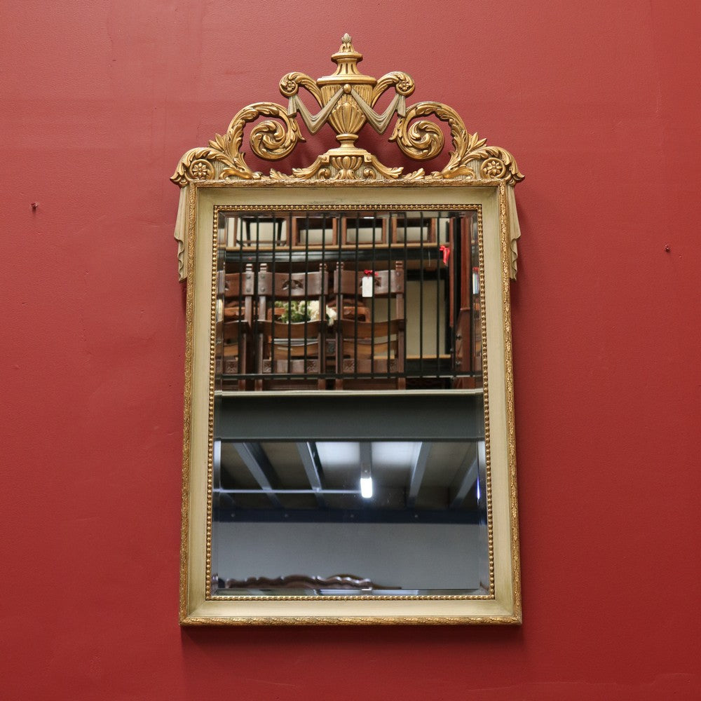 Vintage French Wall Hanging Mirror, Hall Mirror, Living Room Mirror, Urn, Swags B10691