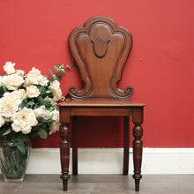 Load image into Gallery viewer, Antique English Walnut Church Chair, Hall Chair Gothic Chair with Shield to Back
