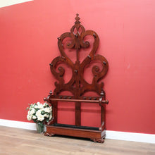 Load image into Gallery viewer, x SOLD Antique English Mahogany Coat Rack or Hall Tree, Umbrella Stand with Tin Liner. B11147
