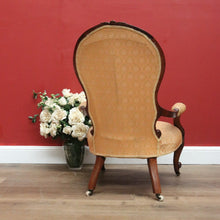 Load image into Gallery viewer, x SOLD Antique English Grandfather Chair, Walnut and Fabric Button Backed Armchair Seat B10991
