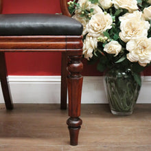 Load image into Gallery viewer, x SOLD Pair of Antique English Hall Chairs, Library or Bedroom Chairs, Mahogany Leather B11120
