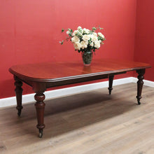 Load image into Gallery viewer, x SOLD Antique English Mahogany Dining Table, or Two Leaf Kitchen Table with Castors. B11281

