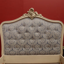Load image into Gallery viewer, x SOLD Antique French Painted Double Bed, Padded Buttoned Headboard and Foot Bed B10764
