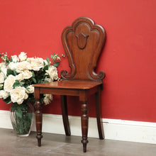 Load image into Gallery viewer, x SOLD Antique English Walnut Church Chair, Hall Chair Gothic Chair with Shield to Back. B10396
