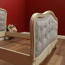 Load image into Gallery viewer, x SOLD Antique French Painted Double Bed, Padded Buttoned Headboard and Foot Bed B10764
