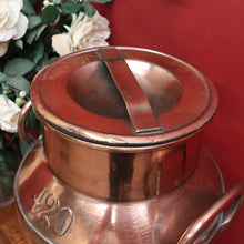 Load image into Gallery viewer, x SOLD Vintage Copper Milk Can and Lid, Umbrella Holder, Stamped WBG 420. Door Stop B10757
