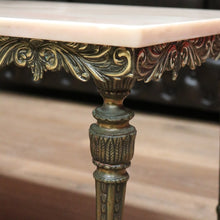 Load image into Gallery viewer, x SOLD Vintage Italian Gilt Brass and Marble Coffee Table with Floral Detail to the apron B11205

