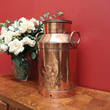 Load image into Gallery viewer, x SOLD Vintage Copper Milk Can and Lid, Umbrella Holder, Stamped WBG 420. Door Stop B10757
