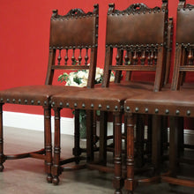Load image into Gallery viewer, x SOLD Set of 8 Antique French Dining Chairs, Kitchen Chairs with Brass Studs to Seats. B10281
