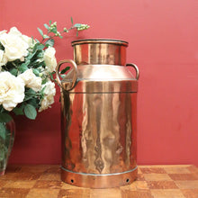 Load image into Gallery viewer, x SOLD Vintage Copper Milk Can and Lid, Umbrella Holder, Stamped WBG 420. Door Stop B10757
