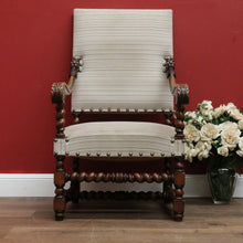Load image into Gallery viewer, Antique French Library Chair, Striped Fabric Hall Chair, Bedroom Chair, Armchair B10960
