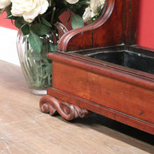 Load image into Gallery viewer, x SOLD Antique English Mahogany Coat Rack or Hall Tree, Umbrella Stand with Tin Liner. B11147
