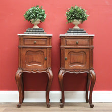 Load image into Gallery viewer, Bedside Tables, Antique French Oak and Marble Bedside Cabinets, Lamp Table B10550
