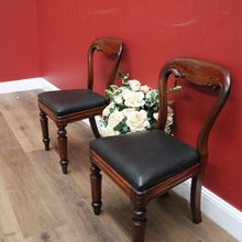 Load image into Gallery viewer, x SOLD Pair of Antique English Hall Chairs, Library or Bedroom Chairs, Mahogany Leather B11120
