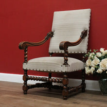 Load image into Gallery viewer, Antique French Library Chair, Striped Fabric Hall Chair, Bedroom Chair, Armchair B11506
