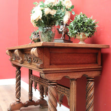 Load image into Gallery viewer, x SOLD Antique French Hall Table, French Oak and Brass Handles Two Drawer Hall Table B11123
